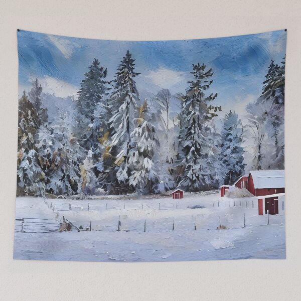 Item preview, Red Barn in Winter designed and sold by tomorrowsart.