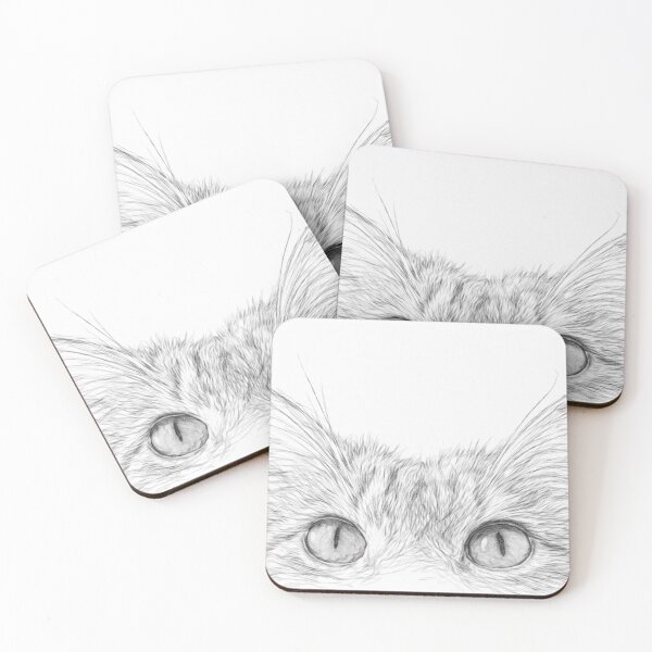Item preview, Curious Peeping Cat Black and White Pencil Sketch Portrait designed and sold by Leon Woods Pencil Art.