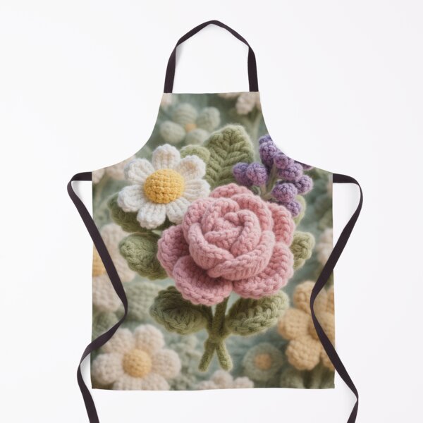 Item preview, Pastel Crochet Flower Bouquet – Rose, Daisy & Lavender Cottagecore Art designed and sold by stg-reigns.