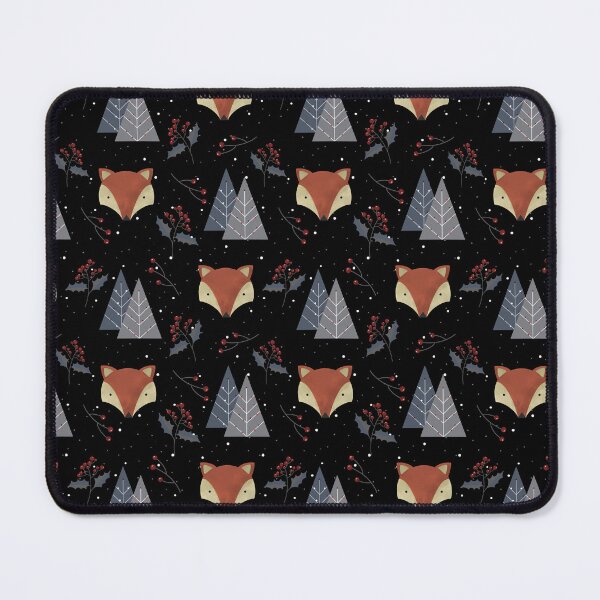 Item preview, Scandinavian Winter Fox & Holly Forest – Holiday Woodland Pattern in Black designed and sold by NoemiMarozsan.