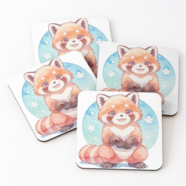 Item preview, Watercolor Smiling Red Panda with White Heart Chest in Blue Circle designed and sold by Jagamusubi.