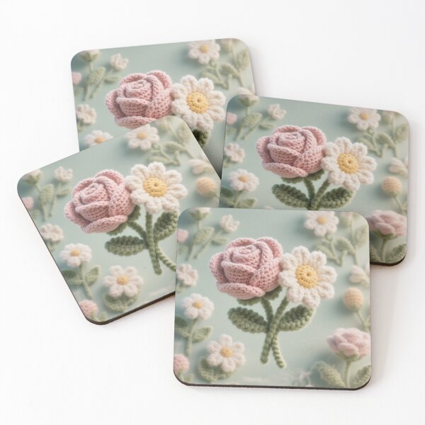 Item preview, Pastel Crochet Rose & Daisy – Soft Cottagecore Floral Art designed and sold by stg-reigns.