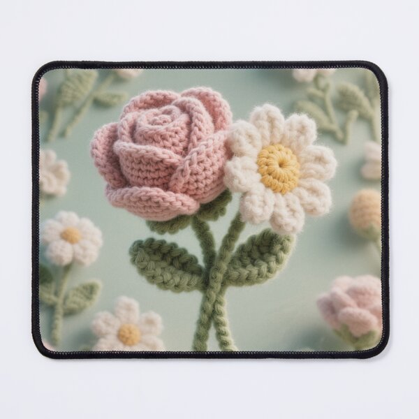 Item preview, Pastel Crochet Rose & Daisy – Soft Cottagecore Floral Art designed and sold by stg-reigns.