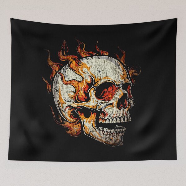 Item preview, Flaming Skull – Dark Halftone Fire Art designed and sold by PSYNOVA.