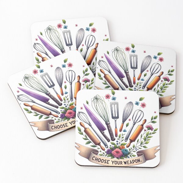 Item preview, Choose Your Weapon – Funny Baking & Cooking Illustration designed and sold by CoquetteDigitalArt.