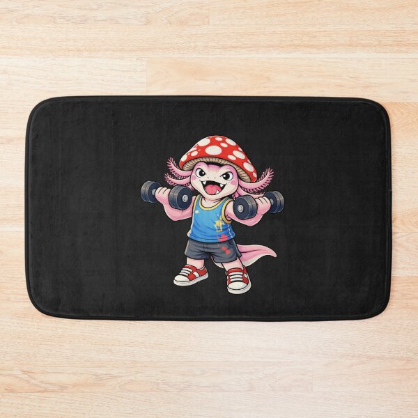Item preview, Fitness Axolotl with Mushroom Hat – Motivational Workout Cartoon Illustration designed and sold by ColorSplash123.