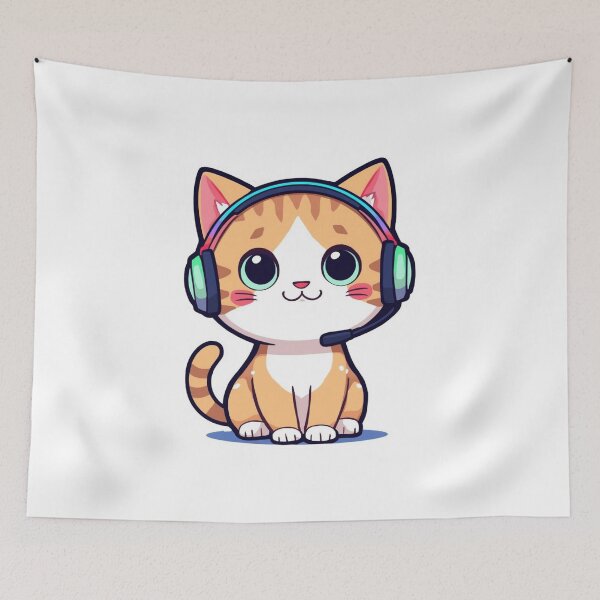 Item preview, Cute Gamer Cat Illustration designed and sold by Art-Design-EM.