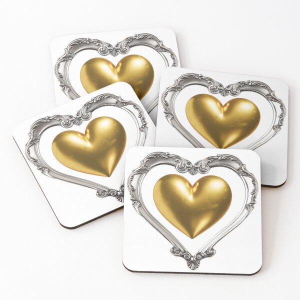 Item preview, Luxury Golden Heart in Ornate Vintage Silver Frame designed and sold by StickerBuild07 .