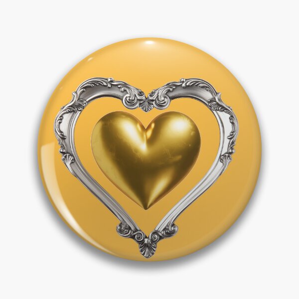 Item preview, Luxury Golden Heart in Ornate Vintage Silver Frame designed and sold by StickerBuild07 .