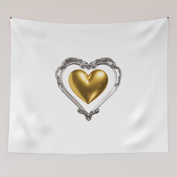 Item preview, Luxury Golden Heart in Ornate Vintage Silver Frame designed and sold by StickerBuild07 .