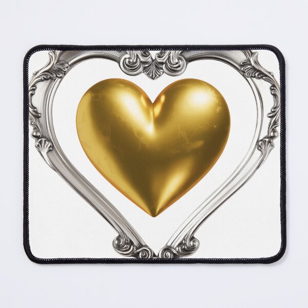Item preview, Luxury Golden Heart in Ornate Vintage Silver Frame designed and sold by StickerBuild07 .
