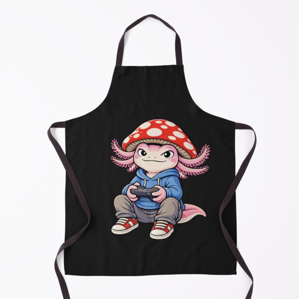 Item preview, Gamer Axolotl with Mushroom Hat – Cute Relaxed Gaming Cartoon Illustration designed and sold by ColorSplash123.