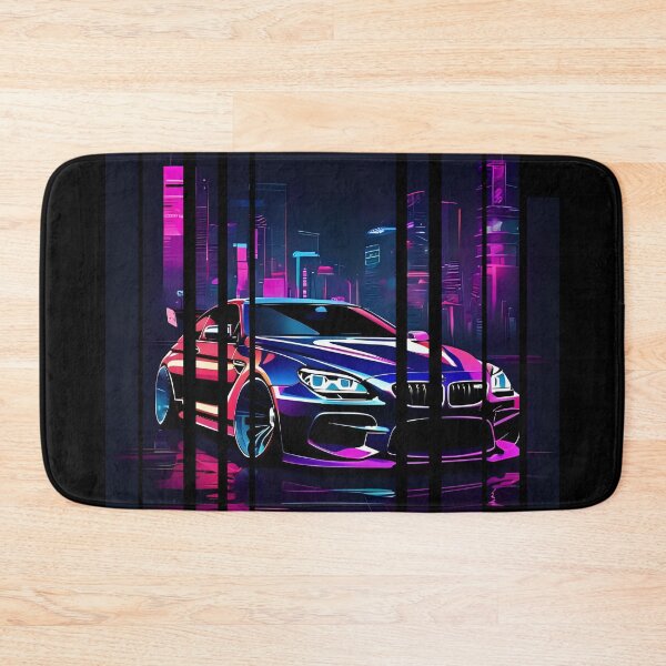 Item preview, B.W M6 sideways cyberpunk neon city, high contrast colors, cinematic lighting, bold vector illustration 14 designed and sold by Neon G.