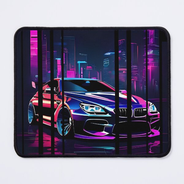 Item preview, B.W M6 sideways cyberpunk neon city, high contrast colors, cinematic lighting, bold vector illustration 14 designed and sold by Neon G.