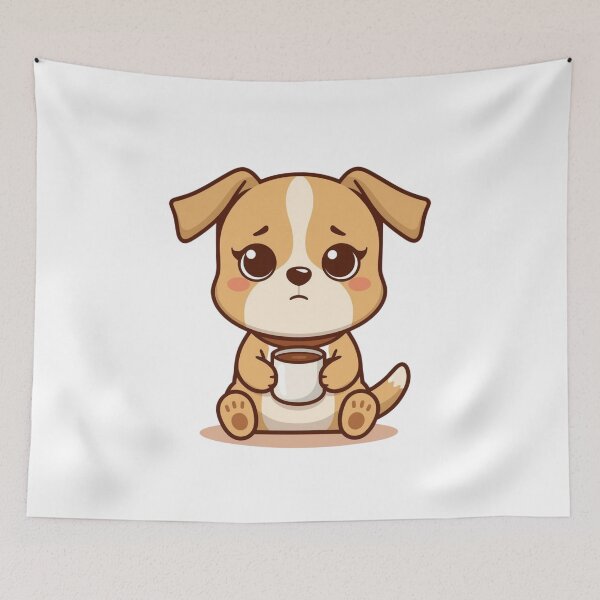 Item preview, Cute Coffee Lover Dog Illustration designed and sold by Art-Design-EM.