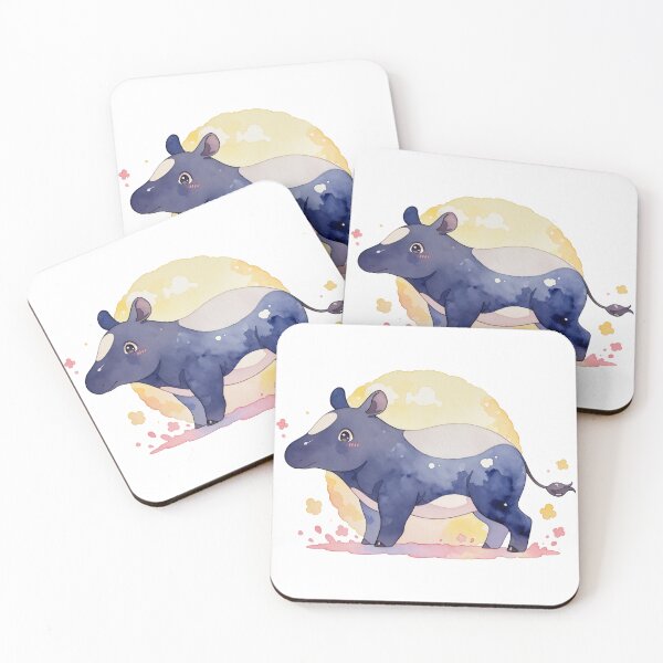 Item preview, Watercolor Blue Tapir with White Patch and Golden Sun Background designed and sold by Jagamusubi.