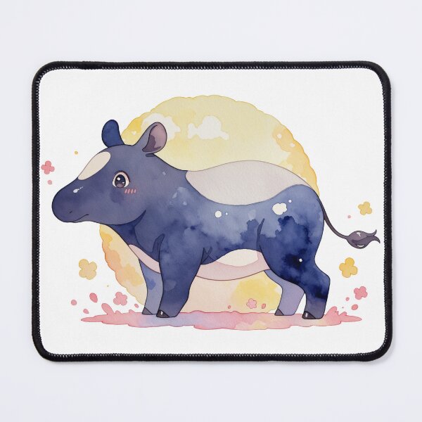 Item preview, Watercolor Blue Tapir with White Patch and Golden Sun Background designed and sold by Jagamusubi.