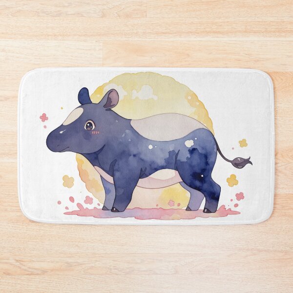 Item preview, Watercolor Blue Tapir with White Patch and Golden Sun Background designed and sold by Jagamusubi.
