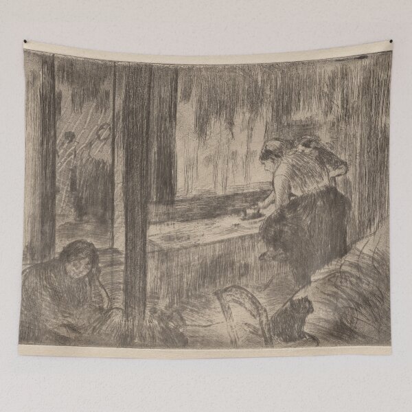 Item preview, The Laundresses by Edgar Degas: Impressionist Interior Fine Art Print designed and sold by artofuniverse.