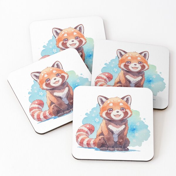 Item preview, Watercolor Happy Red Panda with White Heart Chest and Blue Backdrop designed and sold by Jagamusubi.