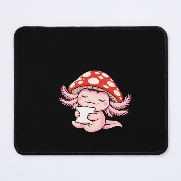 Item preview, Minimal Sleepy Axolotl with Mushroom Hat – Cute Pastel Illustration designed and sold by ColorSplash123.