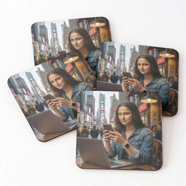 Item preview, Eclectic Altered Art | Hipster Mona Lisa | Woman with Laptop | Funny Renaissance Art |  designed and sold by casaloomaria.