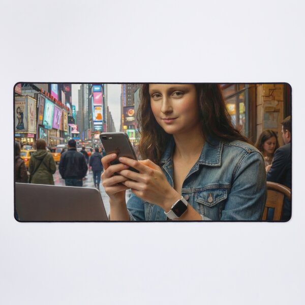 Item preview, Eclectic Altered Art | Hipster Mona Lisa | Woman with Laptop | Funny Renaissance Art |  designed and sold by casaloomaria.