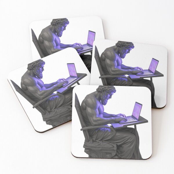 Item preview, The Stoic Coder | Ancient Greek Statue with Laptop designed and sold by Moccroad.
