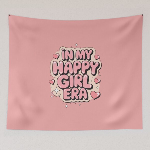 Item preview, In My Happy Girl Era – Retro Pink Bubble Typography Aesthetic designed and sold by CoquetteDigitalArt.