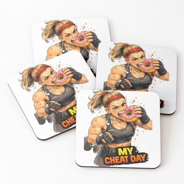 Item preview, My Cheat Day – Strong Gym Girl Eating Donut | Funny Fitness Food Art designed and sold by Snackwear Apparel.