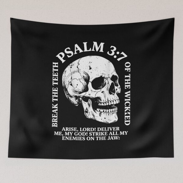 Item preview, Dark religious skull illustration with dramatic scripture inspired gothic symbolism designed and sold by HarinDonreka.