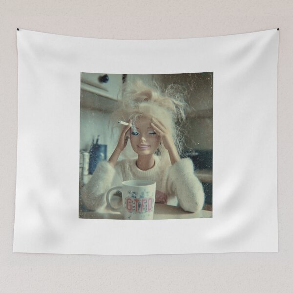 Item preview, Surreal vintage doll portrait with cigarette coffee and melancholic aesthetic designed and sold by HarinDonreka.