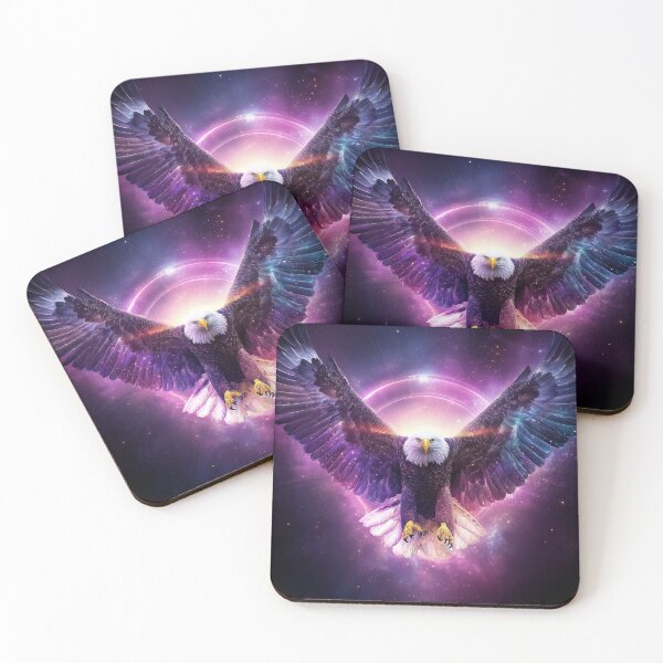 Item preview, Cosmic Neon Eagle – Purple & Gold Galaxy Wings Art designed and sold by VisionaryVeils.
