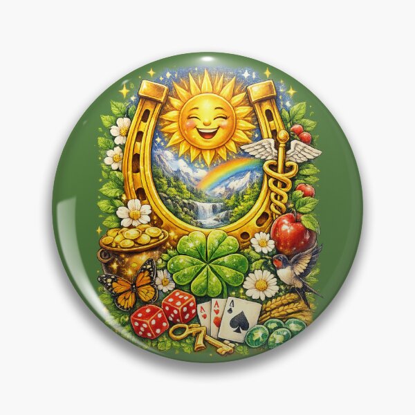 Item preview, Ultimate Good Luck Symbols - Golden Horseshoe & Lucky Charms Art designed and sold by WittyGood.