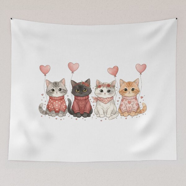 Item preview, Preppy Valentine Cats, Valentine, Funny Valentine, Black Cat, Meowy Valentines Cat, Cat Lover, Black Cat Hearts designed and sold by DesignDenDo ⭐⭐⭐⭐⭐.