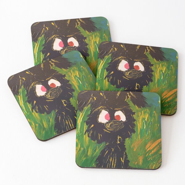 Item preview, ​Quirky Expressionist Black Dog – Whimsical Scruffy Pup Acrylic Painting designed and sold by WimziRides.