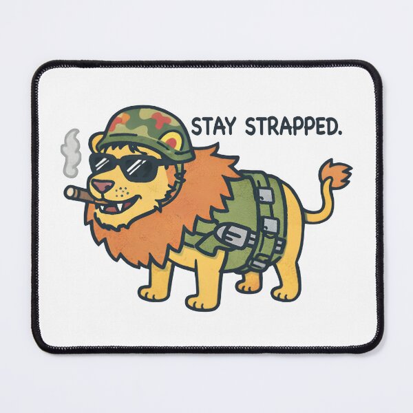 Item preview, Stay Strapped Lion – Funny Military Lion Cartoon designed and sold by Senkov.