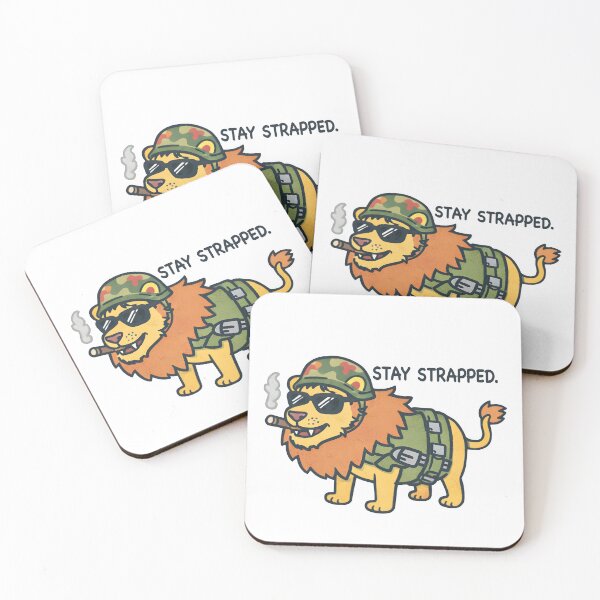 Item preview, Stay Strapped Lion – Funny Military Lion Cartoon designed and sold by Senkov.