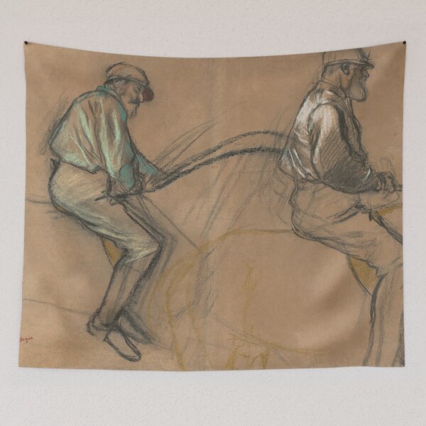 Item preview, Two Studies of a Jockey by Edgar Degas: Impressionist Charcoal Art Print designed and sold by artofuniverse.