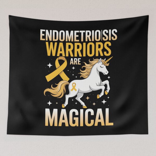 Item preview, Endometriosis Warrior Magical Unicorn Yellow Ribbon Uterus designed and sold by tiekanamac.