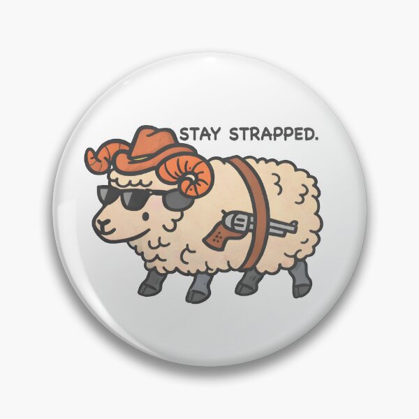 Item preview, Funny Ram Cowboy – Stay Strapped Cartoon Illustration designed and sold by Senkov.