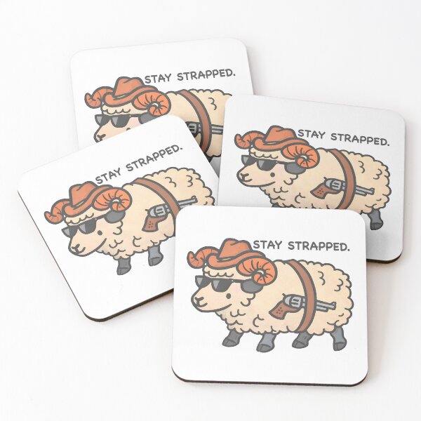 Item preview, Funny Ram Cowboy – Stay Strapped Cartoon Illustration designed and sold by Senkov.