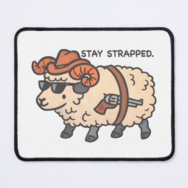 Item preview, Funny Ram Cowboy – Stay Strapped Cartoon Illustration designed and sold by Senkov.