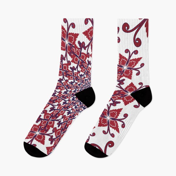Item preview, Bold Floral Mandala Pattern in Red and Navy on White designed and sold by OIL Pattern Design .