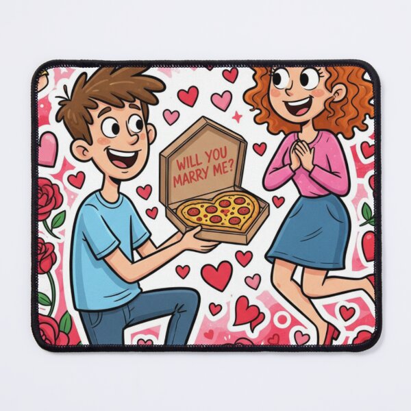 Item preview, Cute Pizza Proposal Illustration – Will You Marry Me? Romantic Valentine Cartoon Art designed and sold by VibeVauilt.