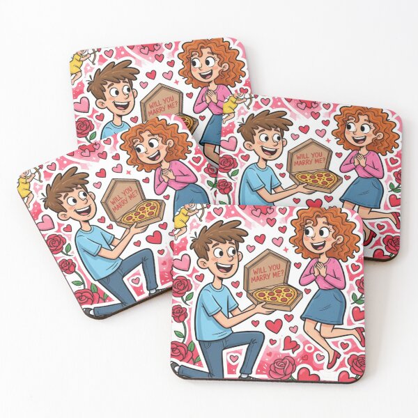 Item preview, Cute Pizza Proposal Illustration – Will You Marry Me? Romantic Valentine Cartoon Art designed and sold by VibeVauilt.