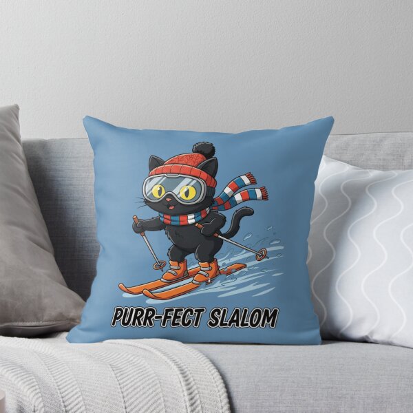 Item preview, Purr-fect Slalom | Cute Black Cat Winter Sports Graphic designed and sold by InkWeaveShop.