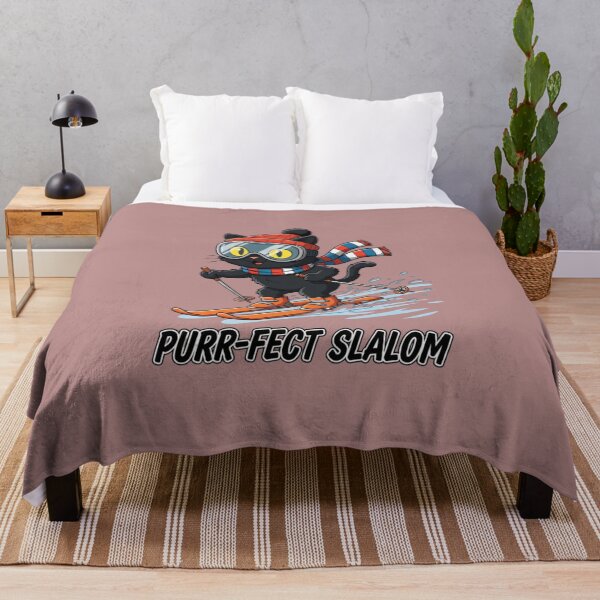 Item preview, Purr-fect Slalom | Cute Black Cat Winter Sports Graphic designed and sold by InkWeaveShop.