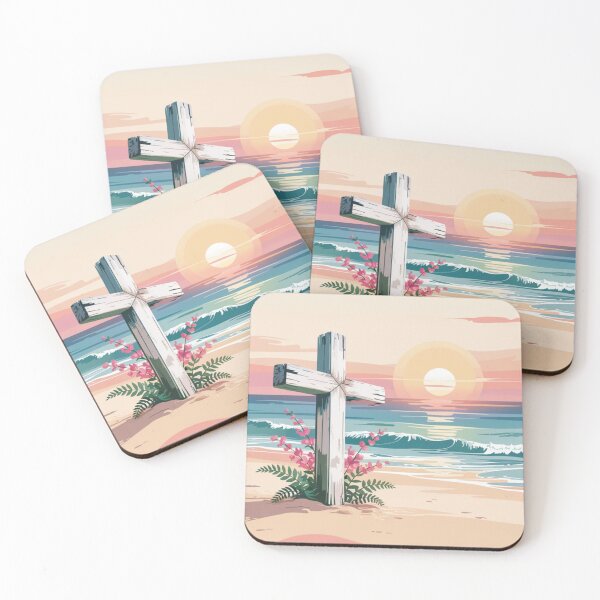 Item preview, Cross by the Sea – Peaceful Christian Beach Faith Art designed and sold by Luvahawb.