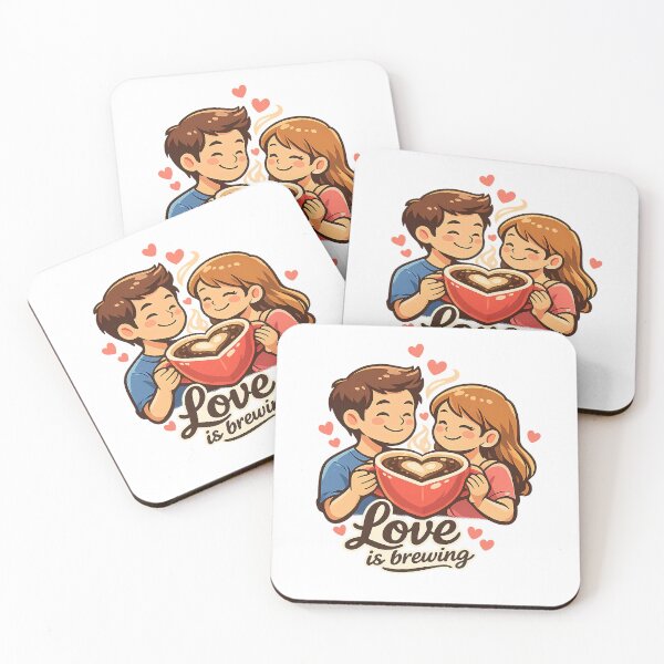 Item preview, Love is Brewing – Romantic Coffee Couple Illustration designed and sold by VibePrint2.
